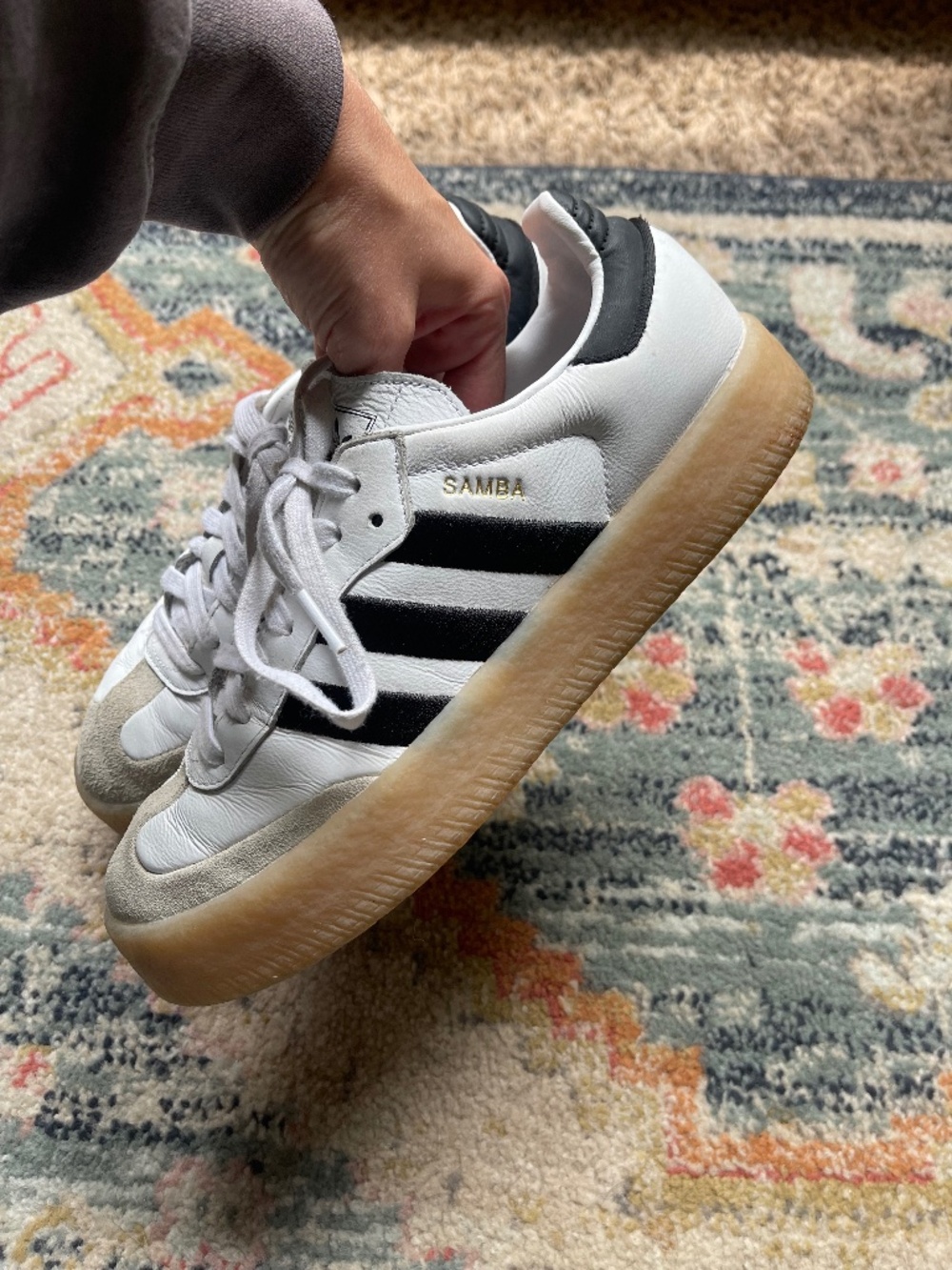 Samba Adidas Originals Sambae Cloud White Metallic Gold Women's Shoes size 8